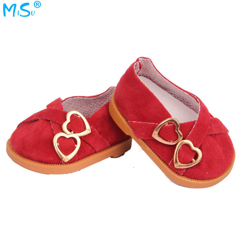 Faux Suede Double Heart Flats for 18" Dolls (Multiple Colors)