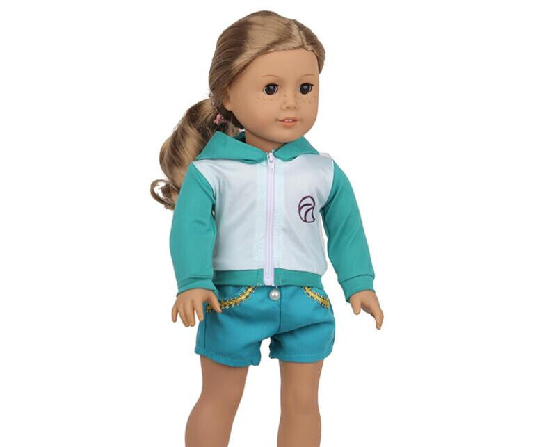Sportswear Hoodie shirt & shorts set made for 18'' doll outfit