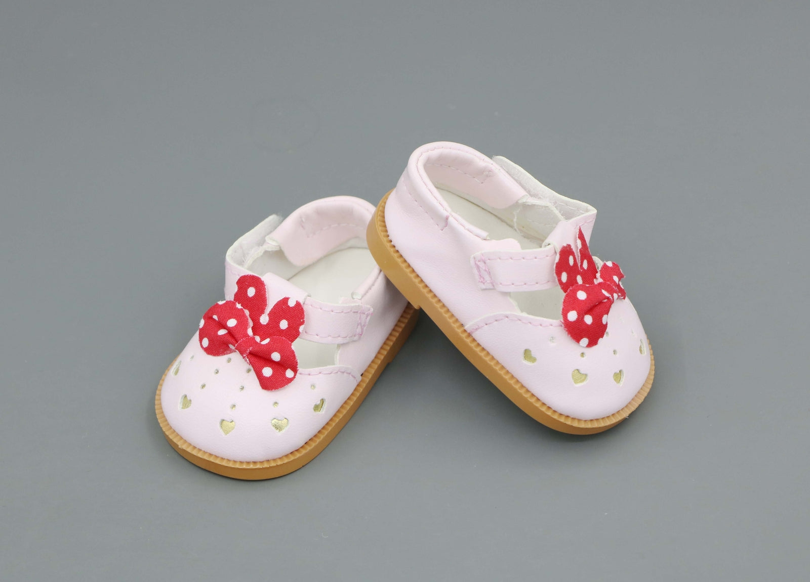 Pink Bow Accent White Flats for 18" shoes