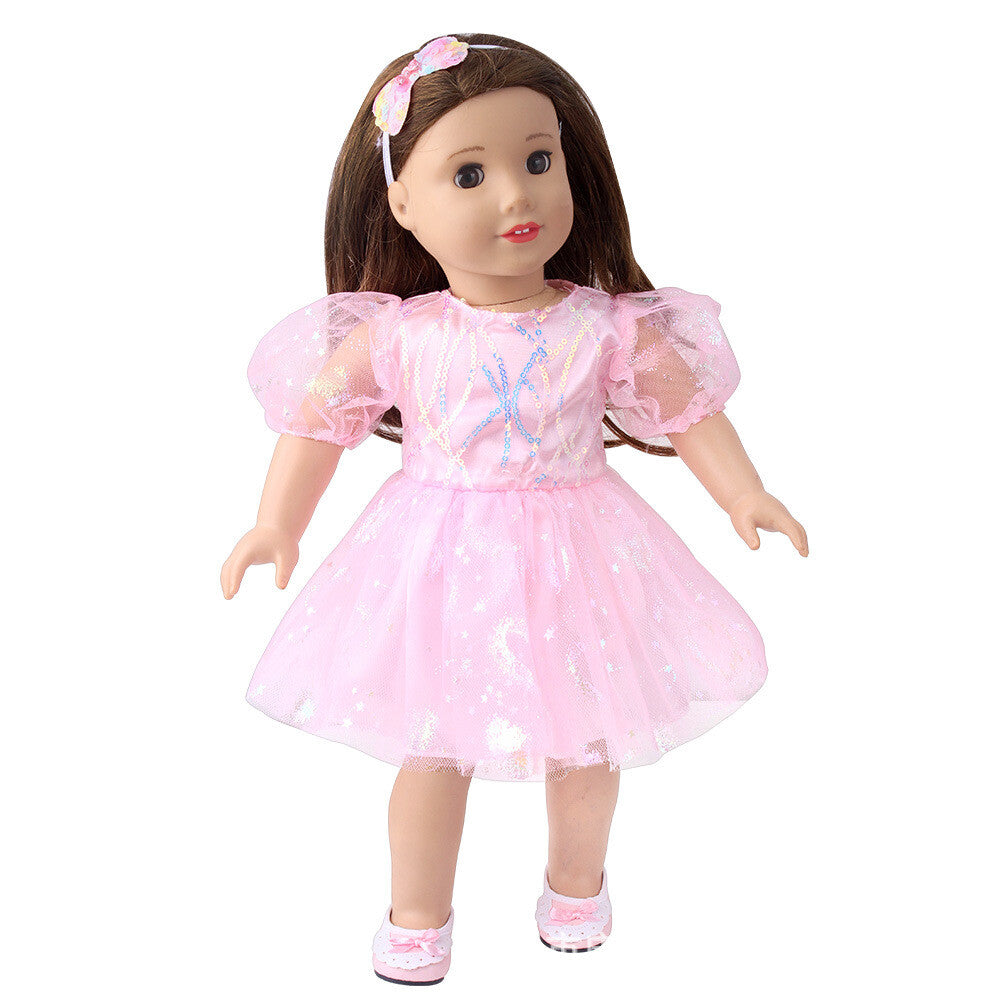 Bubble-Sleeve Party Dress & Headband Set | 18'' Doll