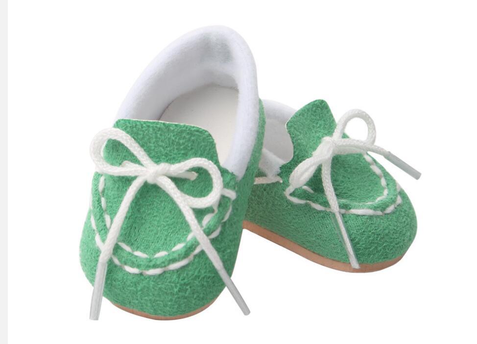 Cute green cotton shoes made for 18'' doll
