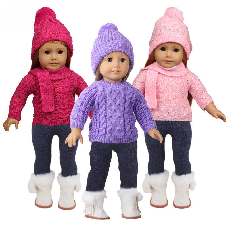 Winter Christmas Skating Outfit Set for 18" Dolls Clothes