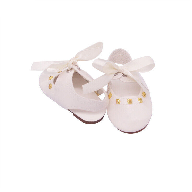 White Bow Tie Flats | Fits 18" Doll Footwear