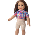 Plaid Shirt & Khaki Shorts Outfit | 18'' Doll