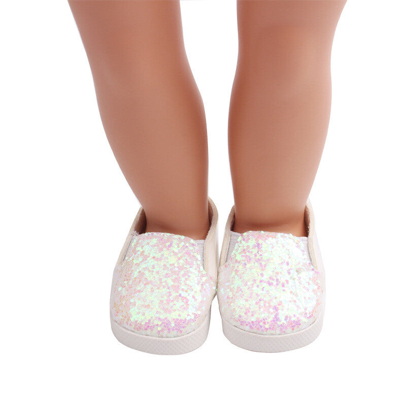 Sparkly Sequin Slip-On Sneakers for 18"  Doll shoes footwear