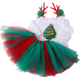 Christmas Gauze Skirt Outfit with Deer Hair Clips for 18" Dolls Clothes