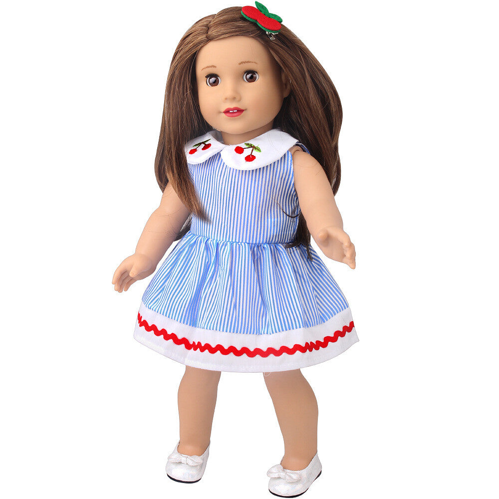 Cherry Print Dress & Hairpin Set for 18" Doll outfit
