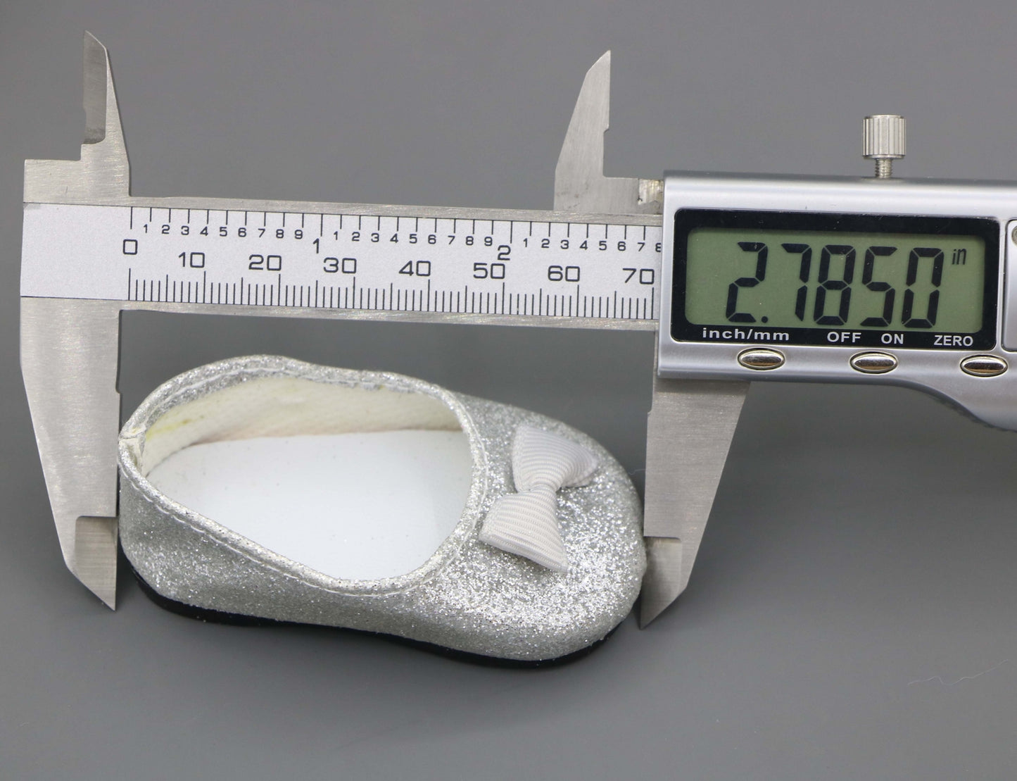 Silver Glitter Bow Flats for 18" Doll | Cute Party Shoes