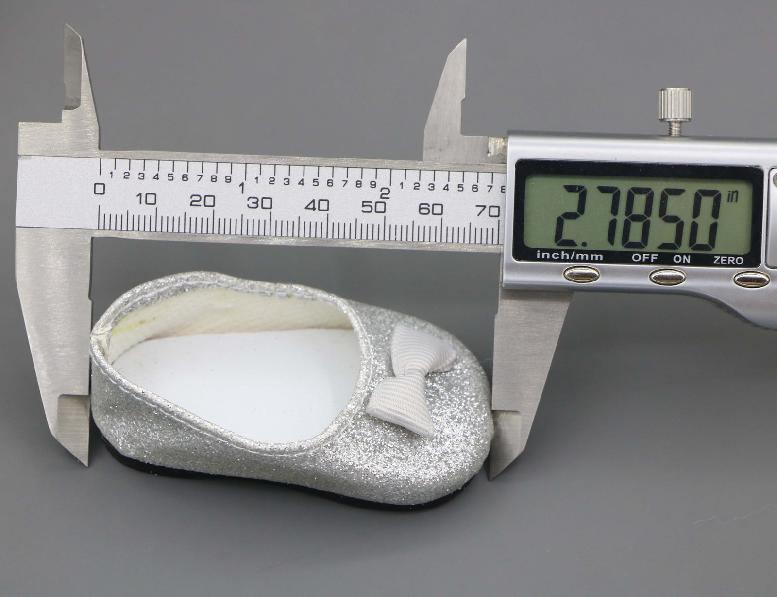 Silver Glitter Bow Flats for 18" Doll | Cute Party Shoes