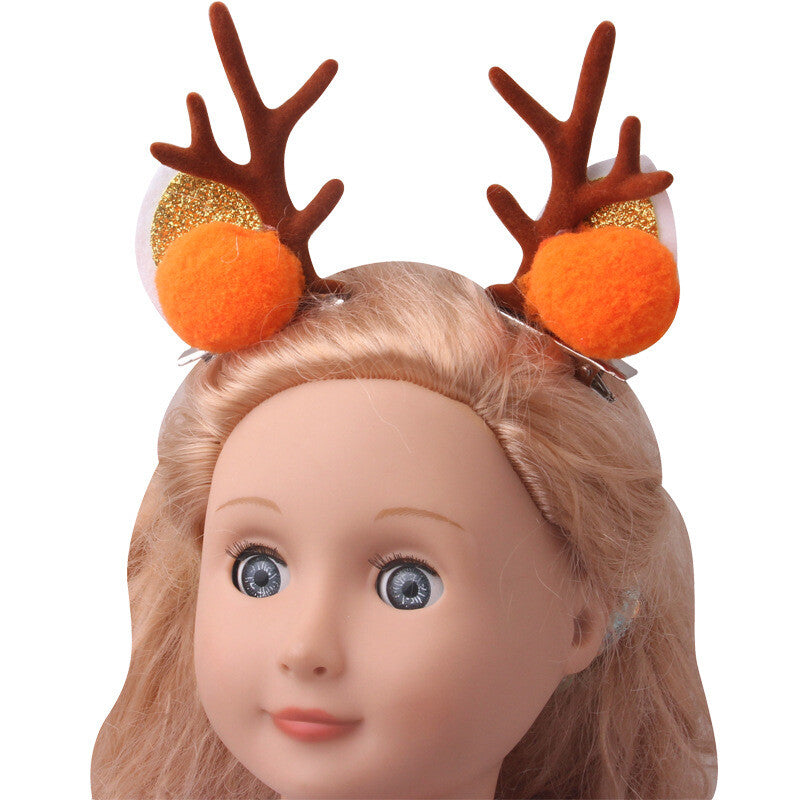 Christmas Gauze Skirt Outfit with Deer Hair Clips for 18" Dolls Clothes