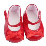 Cute Red Bow Mary Jane Flats | 18" Doll Shoes
