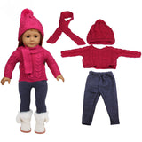 Winter Christmas Skating Outfit Set for 18" Dolls Clothes