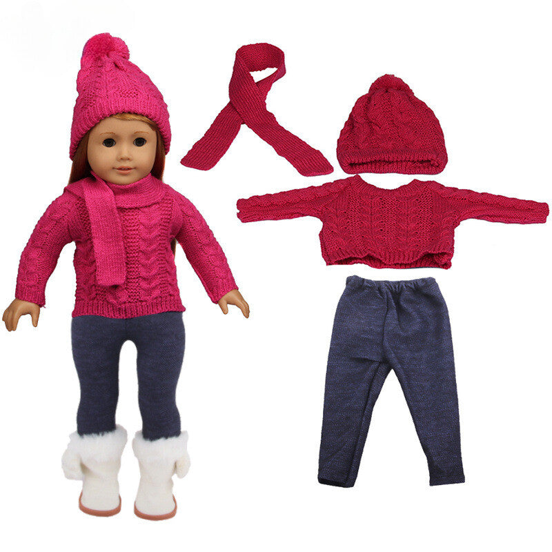 Winter Christmas Skating Outfit Set for 18" Dolls Clothes