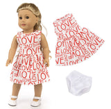 Love Pattern Dress & Underwear Set | 18" Doll Party Outfit