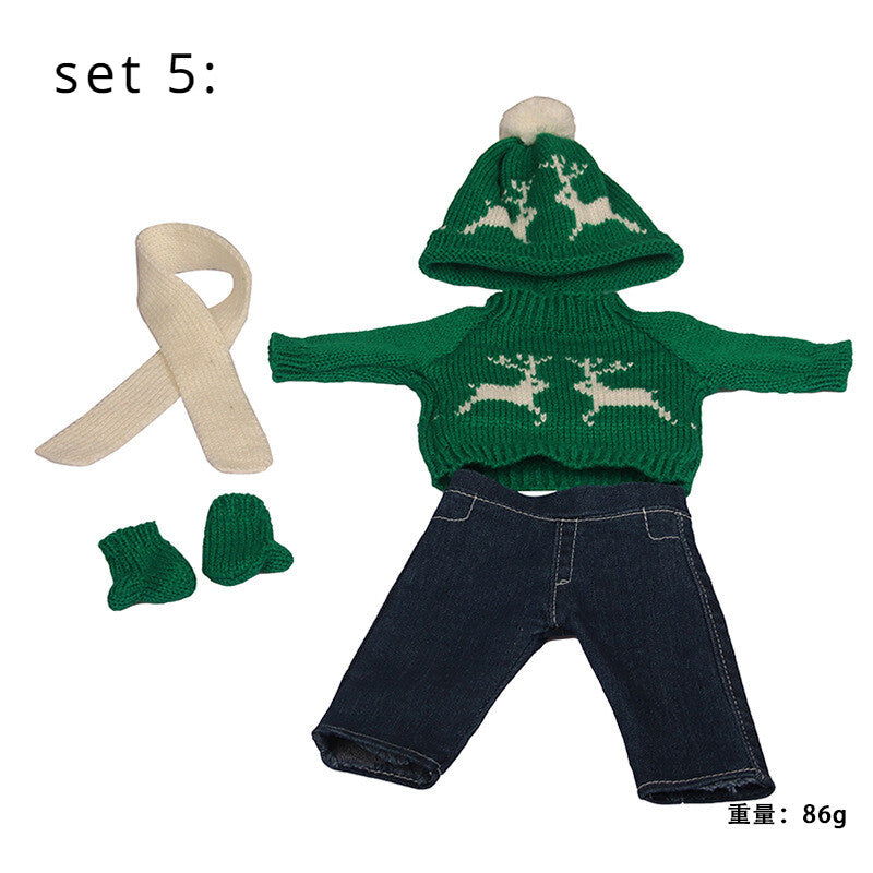Christmas Skating Outfit Set for 18" Dolls Winter Clothes