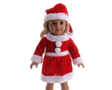Christmas Santa Dress & Hat Set | Fits 18" Doll Winter Clothes
