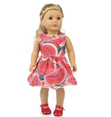 Watermelon Print Dress & Underwear Set | 18"  Doll Outfit