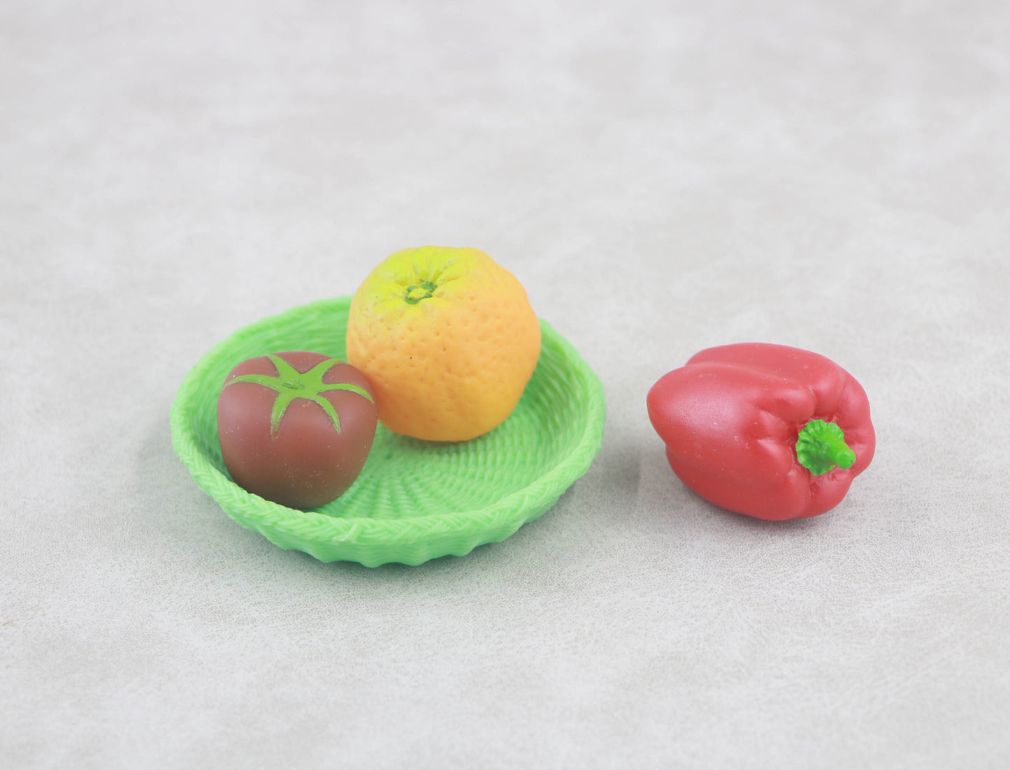 4-Piece Food Set: Tray, Tomato, Orange & Pepper | 18" Doll