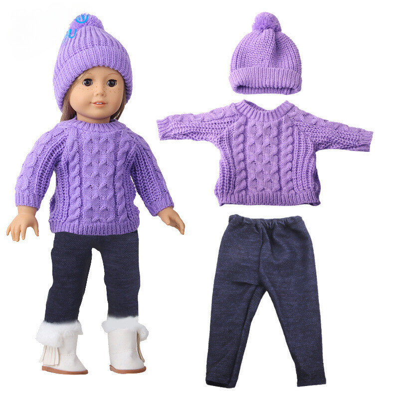 Winter Christmas Skating Outfit Set for 18" Dolls Clothes