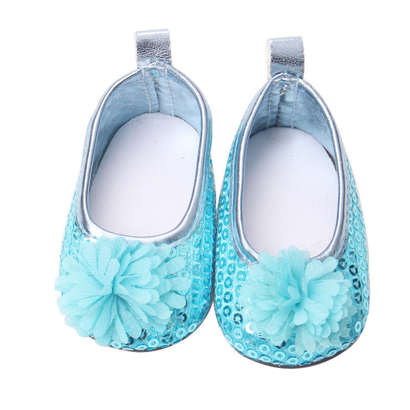Sequin Flower Slip-On Flats for 18" Dolls