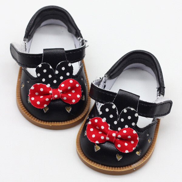 Cartoon Minnie-Style Leather Shoes for 18" Doll | Mary Jane Flats