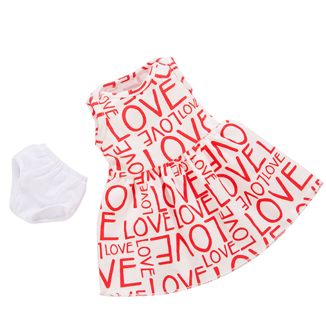 Love Pattern Dress & Underwear Set | 18" Doll Party Outfit