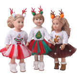 Christmas Gauze Skirt Outfit with Deer Hair Clips for 18" Dolls Clothes
