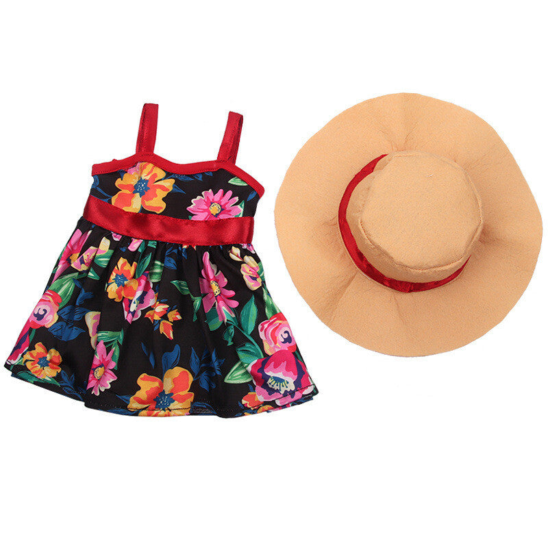 Flower dress & hat made for 18'' doll summer clothes