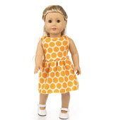 Orange Polka Dot Dress & Underwear Set | 18" Doll Outfit