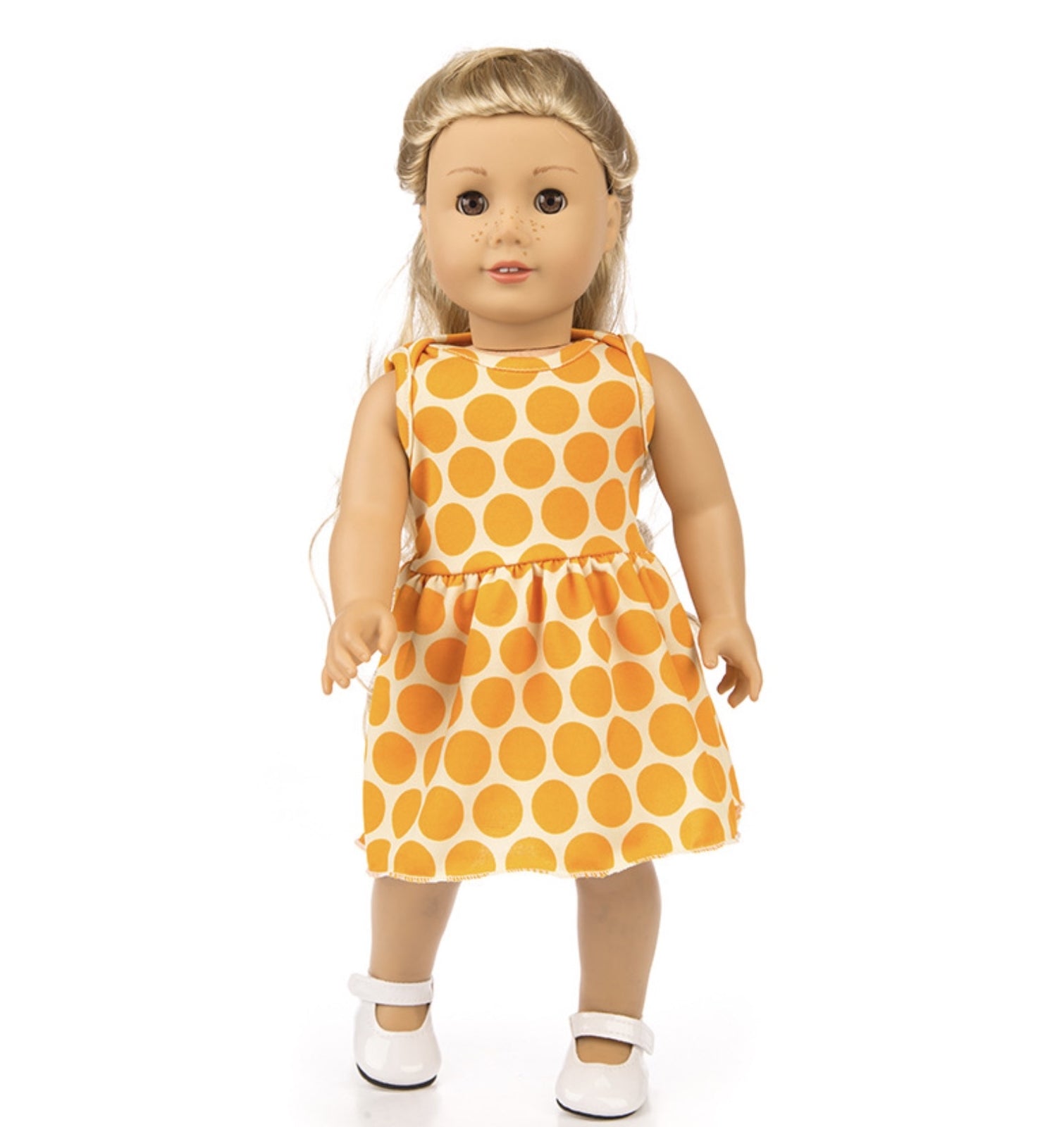 Orange Polka Dot Dress & Underwear Set | 18" Doll Outfit