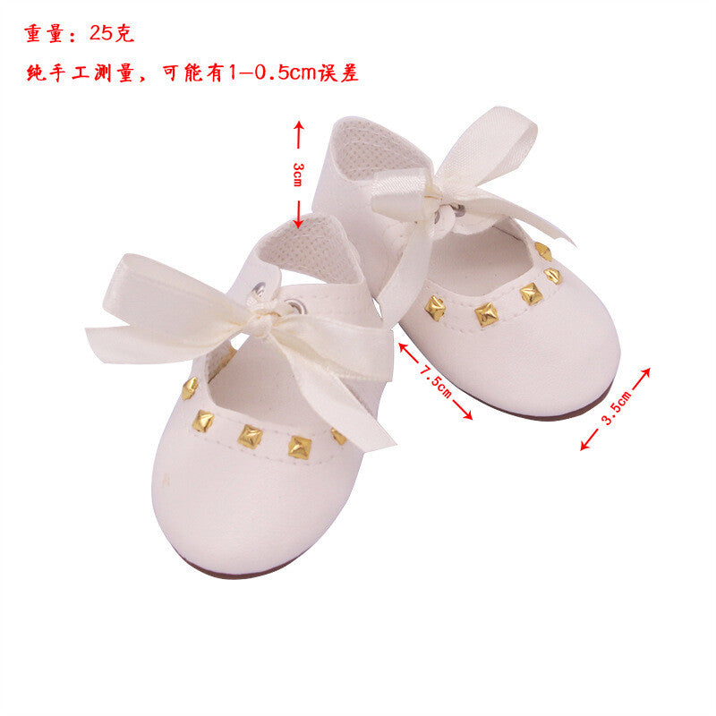 White Bow Tie Flats | Fits 18" Doll Footwear