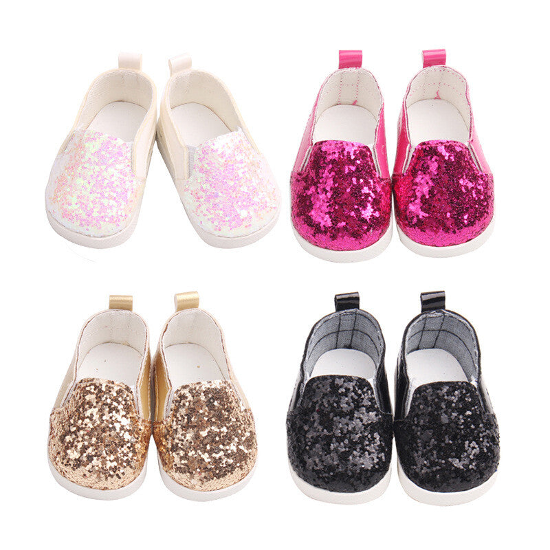 Sparkly Sequin Slip-On Sneakers for 18"  Doll shoes footwear