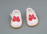 Pink Bow Accent White Flats for 18" shoes