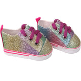 Sparkling Rainbow Glitter Sneakers | 18" Doll Shoes