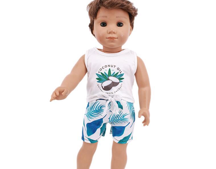 Hawaii boy T-shirt & short set made for 18'' doll outfit