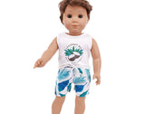 Hawaii boy T-shirt & short set made for 18'' doll outfit