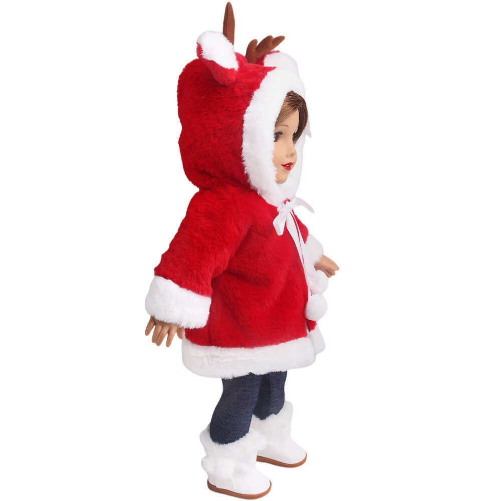 Christmas Reindeer Plush Coat for 18" Dolls Winter Clothes