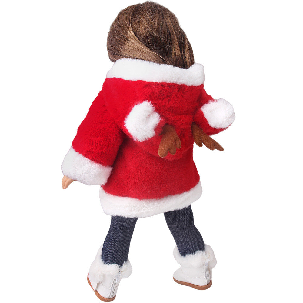 Christmas Reindeer Plush Coat for 18" Dolls Winter Clothes