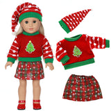 Christmas Outfit Sweater, Hat & Skirt Set | 18" Doll Clothes