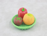 4-Piece Food Set: Tray, Tomato, Orange & Pepper | 18" Doll