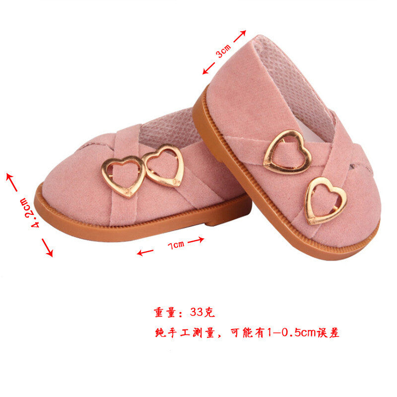 Faux Suede Double Heart Flats for 18" Dolls (Multiple Colors)