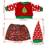 Christmas Outfit Sweater, Hat & Skirt Set | 18" Doll Clothes