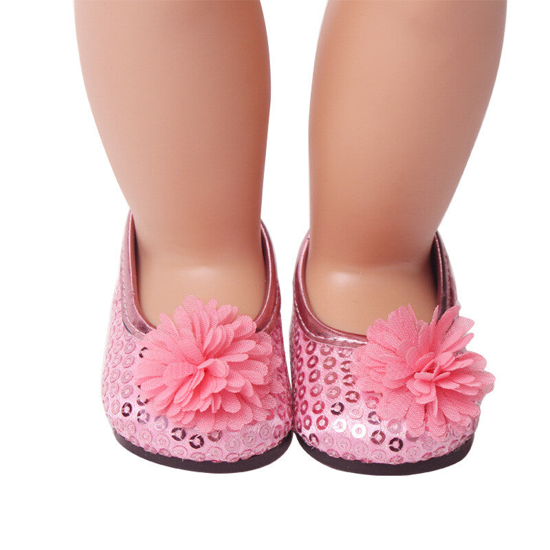 Sequin Flower Slip-On Flats for 18" Dolls