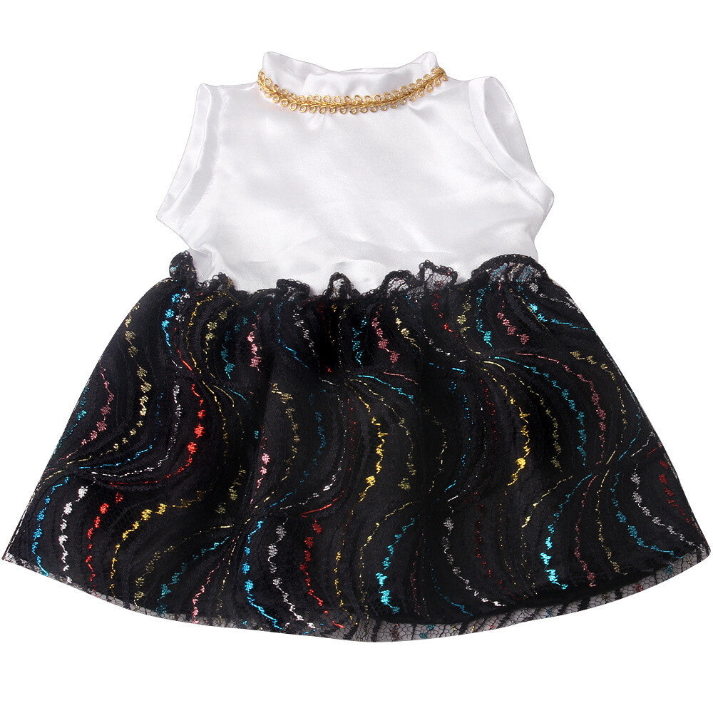 White Top & Black Sequin Skirt Party Outfit | 18" Doll