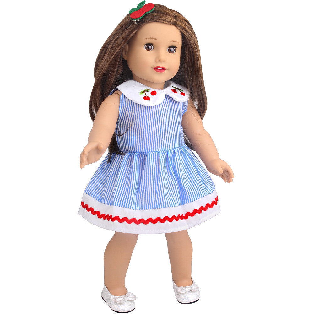 Cherry Print Dress & Hairpin Set for 18" Doll outfit