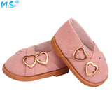 Faux Suede Double Heart Flats for 18" Dolls (Multiple Colors)