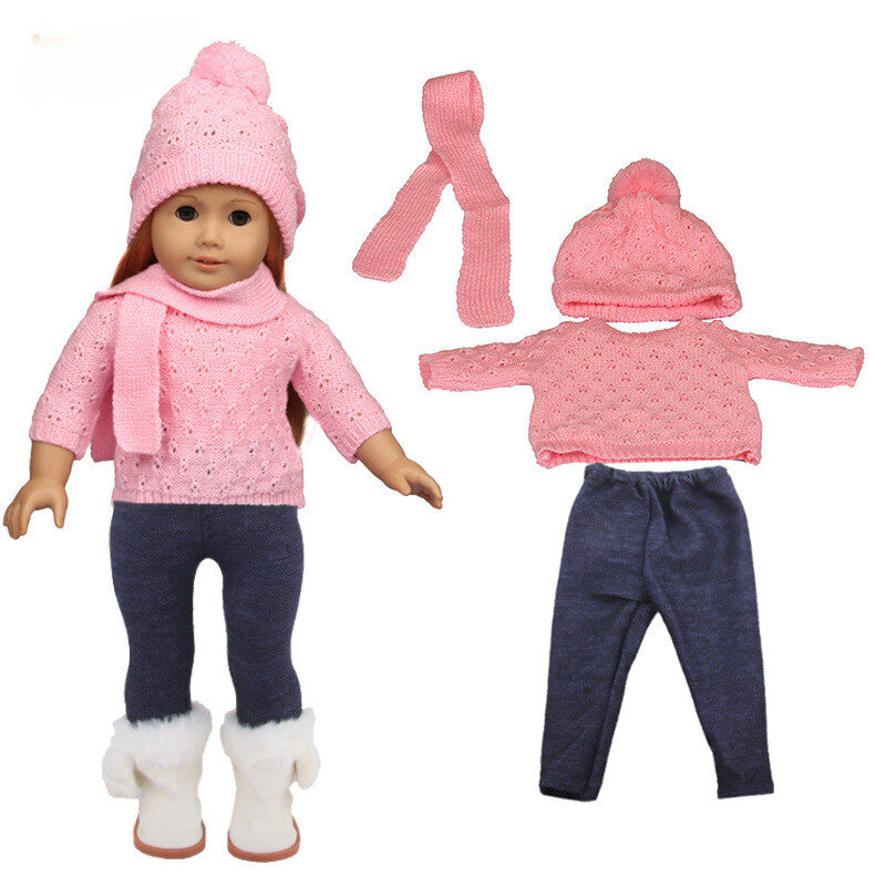 Winter Christmas Skating Outfit Set for 18" Dolls Clothes