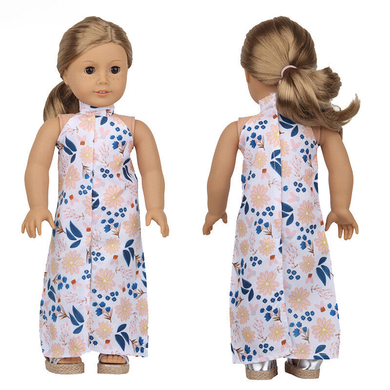 Floral Print Sleeveless Maxi Dress | 18" Doll Casual Outfit