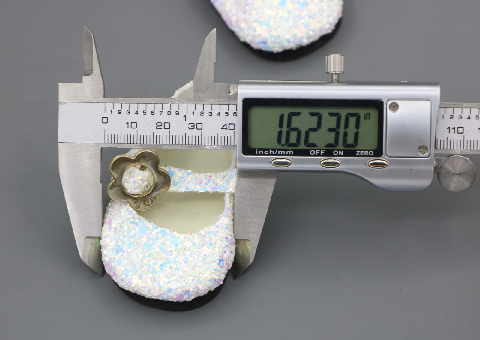 White Sequin Mary Jane Flats made for 18'' doll shoes