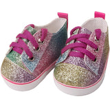 Sparkling Rainbow Glitter Sneakers | 18" Doll Shoes